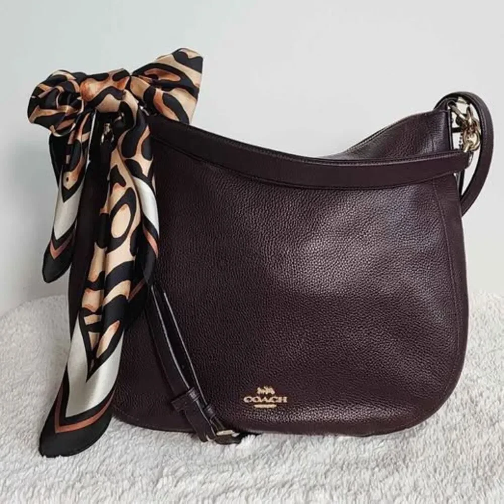 Coach Chelsea 32 Hobo – Oxblood Polished Pebble Leather – Gold Hardware